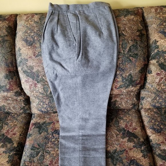 Vintage 90s, grey wool, lined, pleated dress pants, front pockets, M, Sevil - Picture 8 of 11